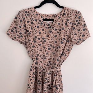 LOFT floral tie waist dress